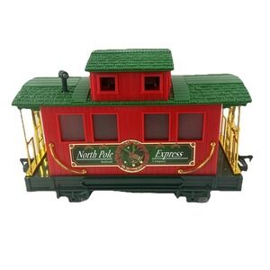 Eztec North Pole Express Caboose Train Car Light-Up Red Green Gold Christmas